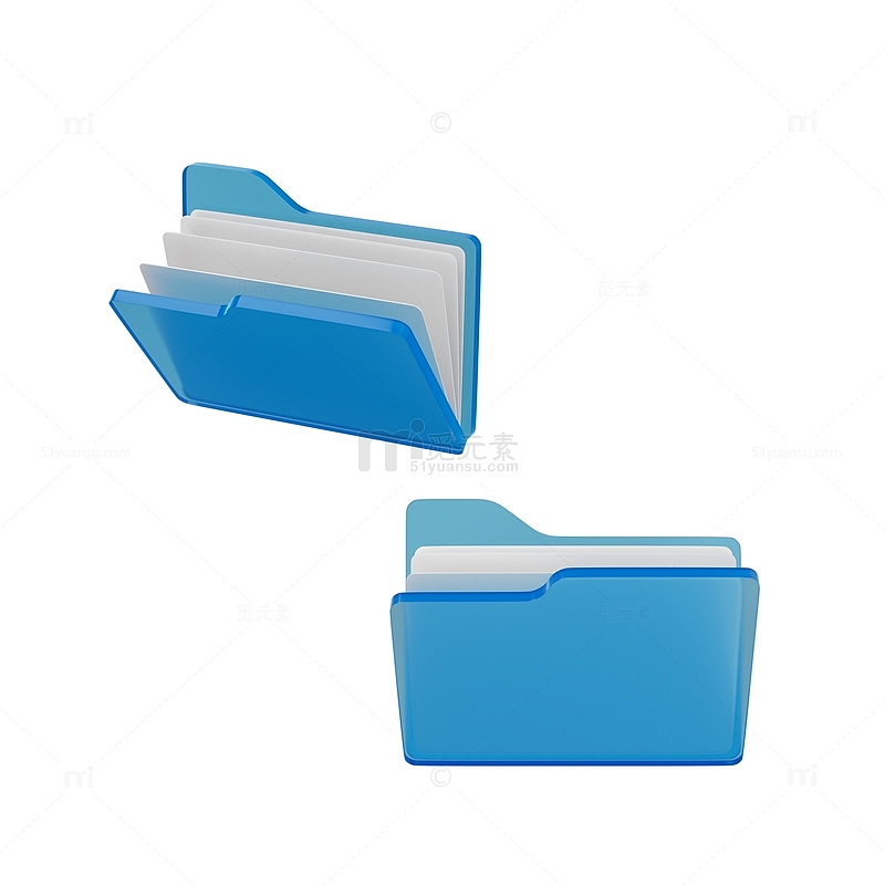 蓝色毛玻璃质感文件夹文档计算机图标