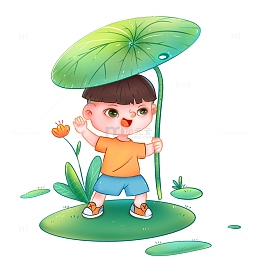 立夏精品小男孩撑荷叶伞