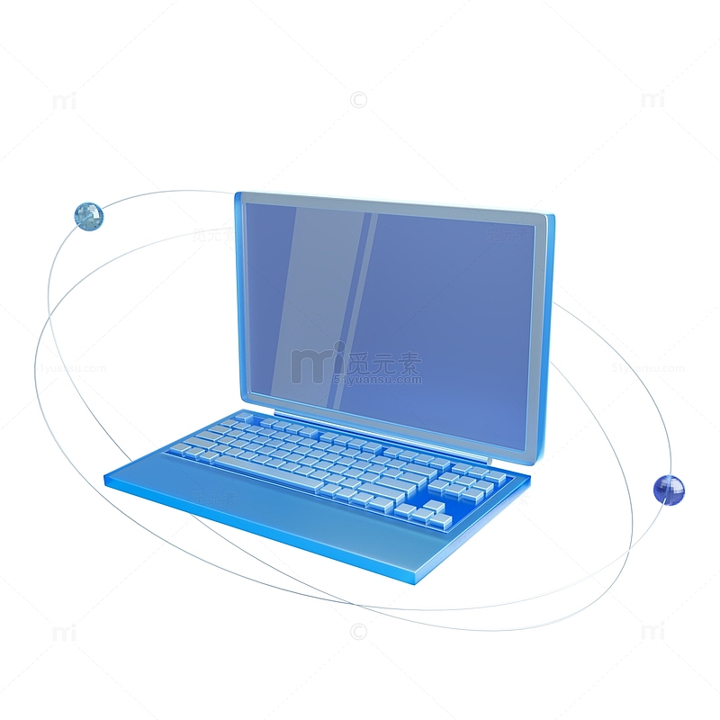 3D蓝色毛玻璃质感计算机电脑图标