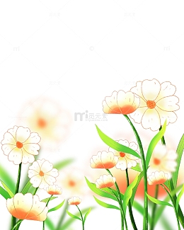 黄色小清新春天夏天菊花田野手绘装饰插画