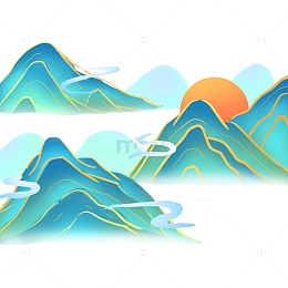 古风水墨国潮风山水素材