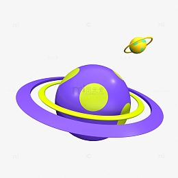 紫色星球星系彩球装饰3d立体元素