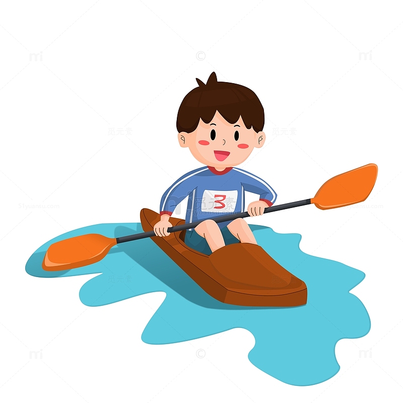 亚运会皮划艇卡通运动员竞技比赛