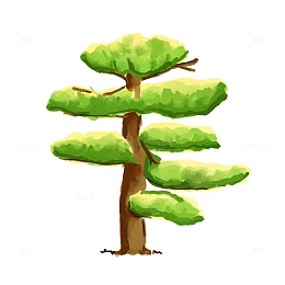 树大树手绘树木银叶树松柏卡通大树