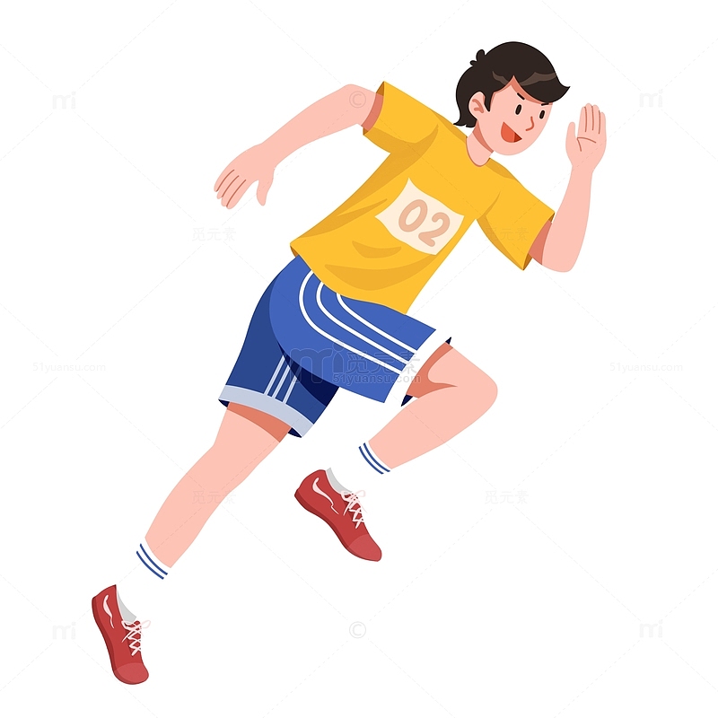 亚运会跑步项目人物扁平插画元素
