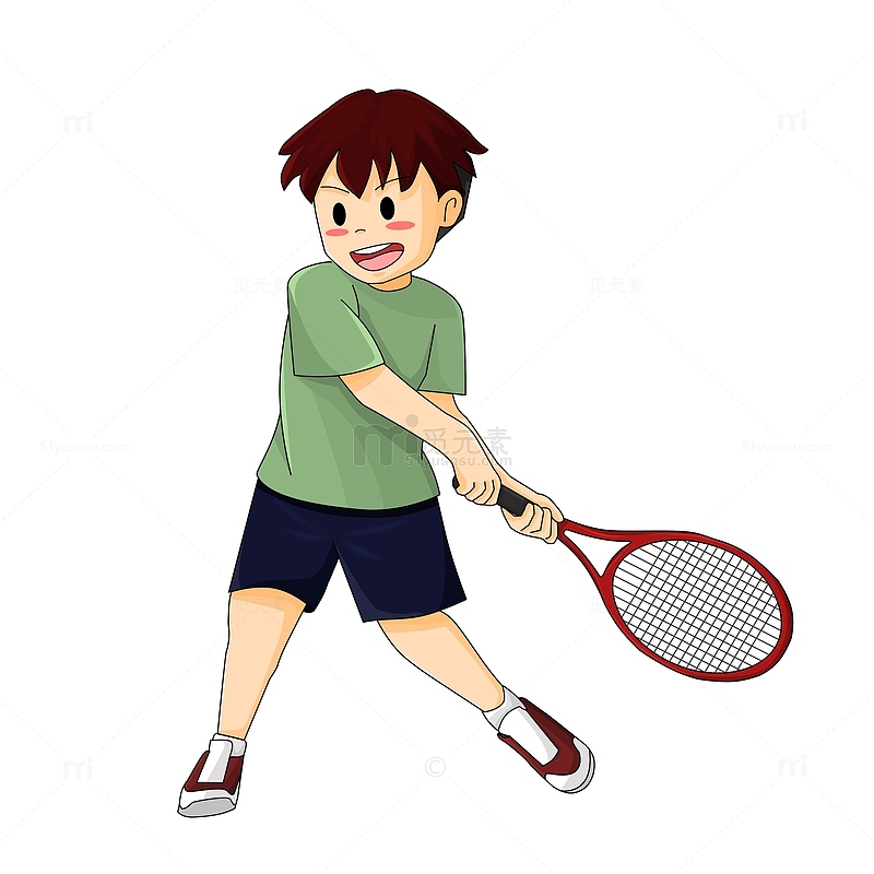 打网球的卡通少年