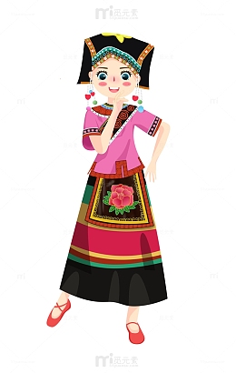 少数民族瑶族卡通人物演出服饰