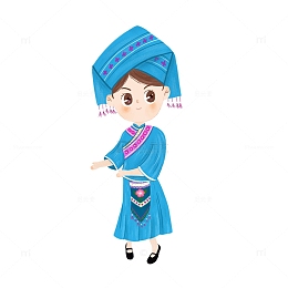 手绘插画风壮族素材