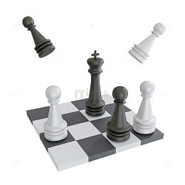 国际象棋3D立体图标元素