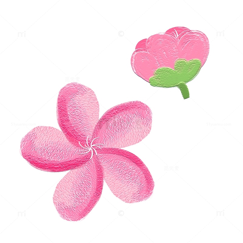 潮流油画风粉色花朵植物元素