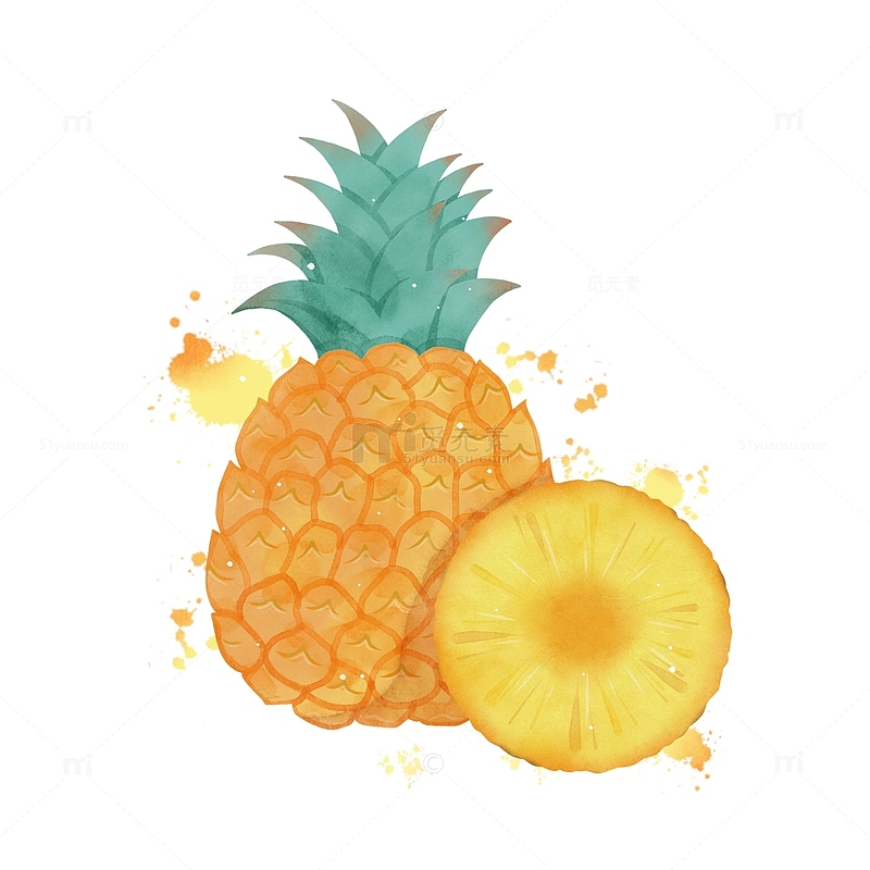 清新水果系列水彩菠萝