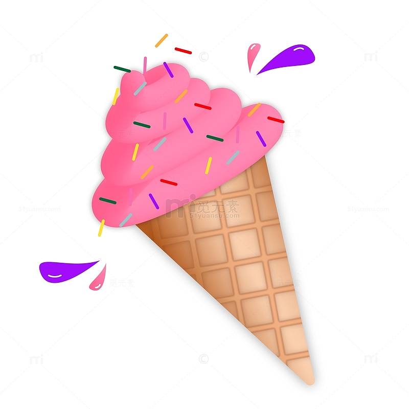 夏天甜品可爱3D立体甜筒冰淇淋