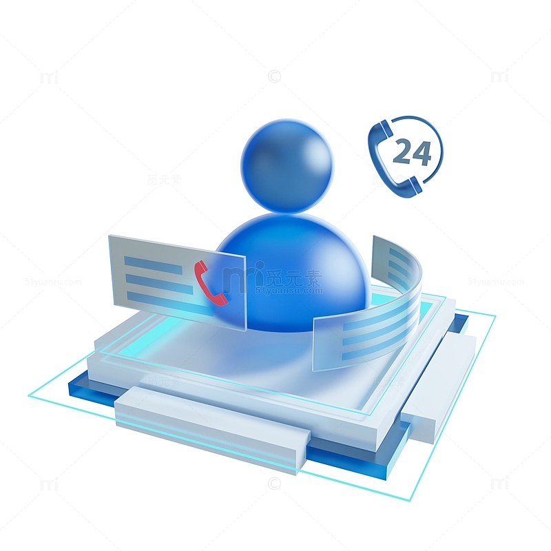 互联网客户服务客服人员3D立体图标
