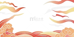 手绘国风国潮祥云炫彩红色渐变