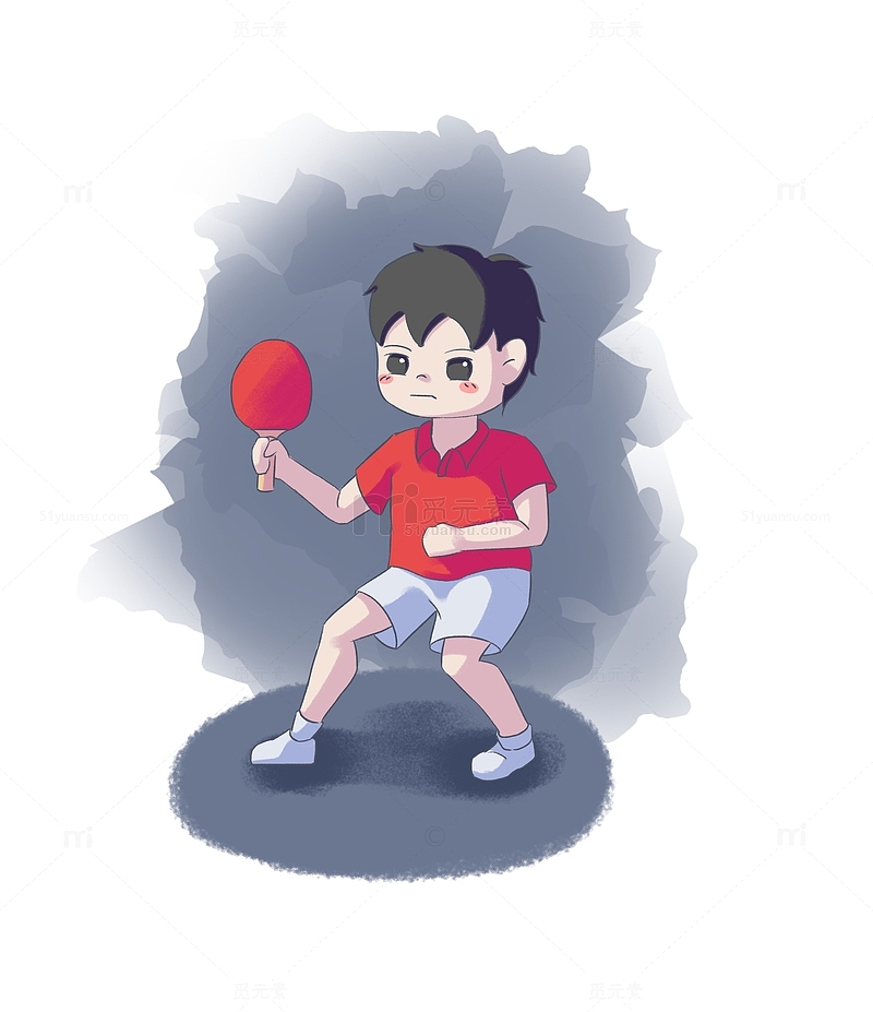 亚运会手绘乒乓球运动员插画小场景元素