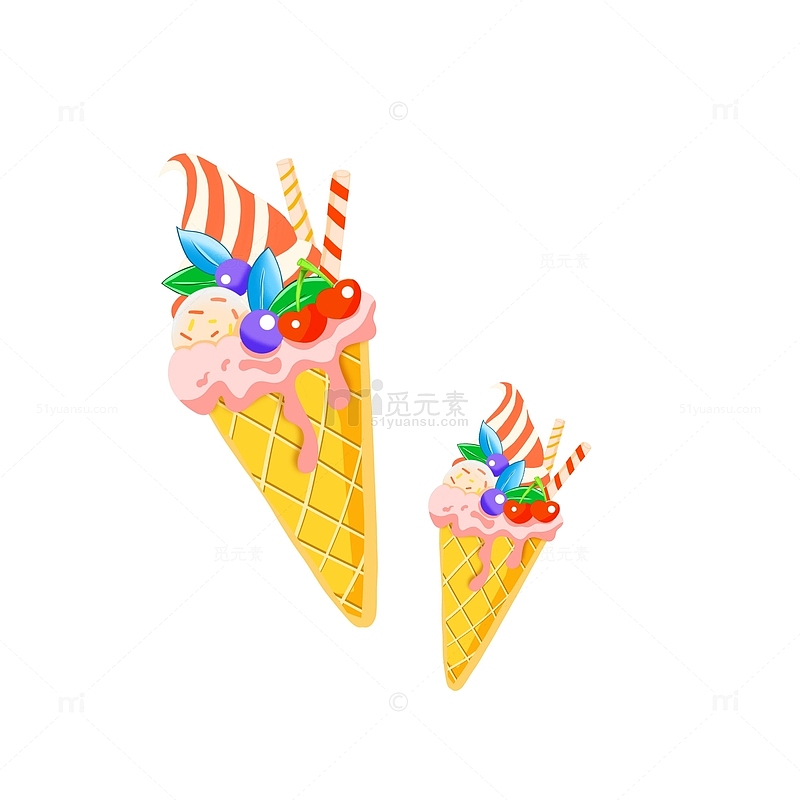 手绘夏天冰淇淋插画