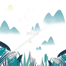 山水迷雾缆车踏青春天旅游季