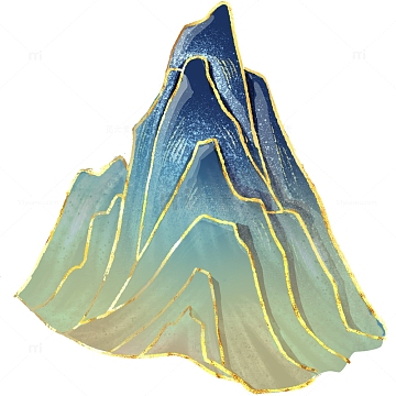 立夏蓝绿手绘插画大山