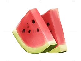 西瓜夏天立夏手绘图