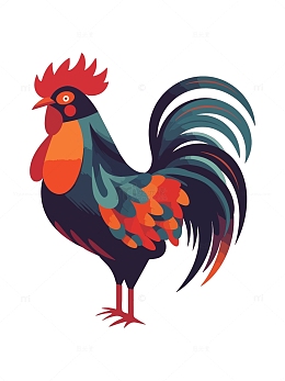 手绘简约卡通扁平可爱小动物大公鸡