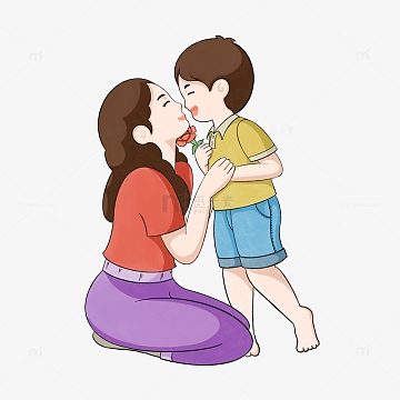 母亲节可爱母子插画元素
