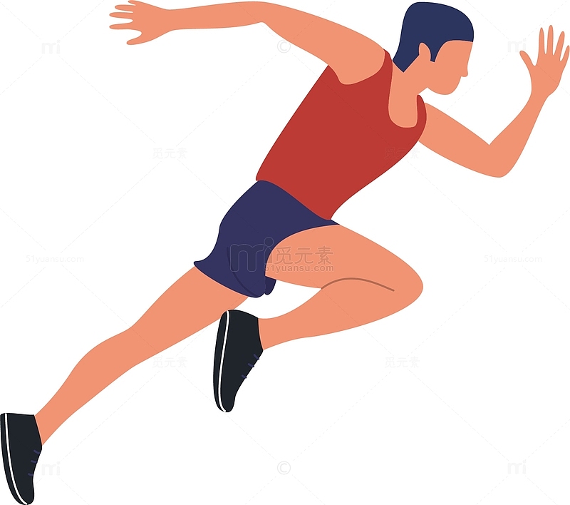 跑步运动人物扁平元素