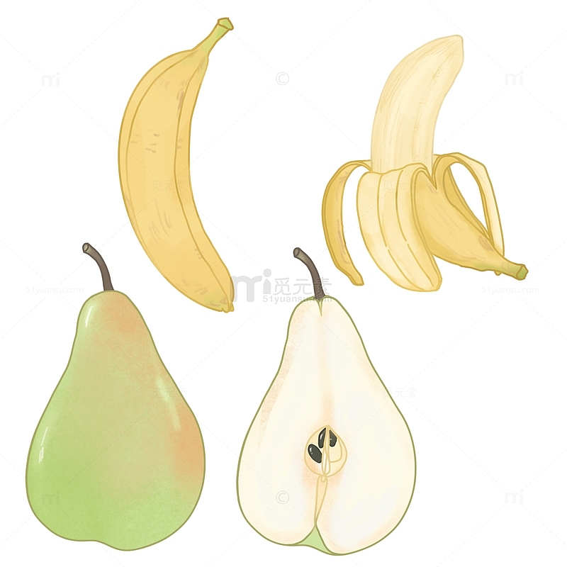 梨子,香蕉,水果展示