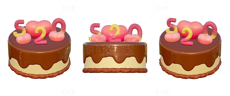 520约会蛋糕爱情巧克力3D元素