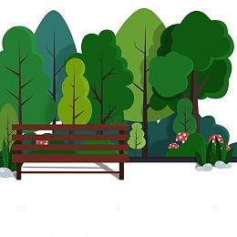 扁平风春夏公园街景