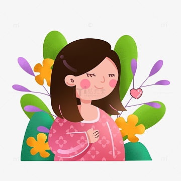 粉色卡通扁平风母亲节人物