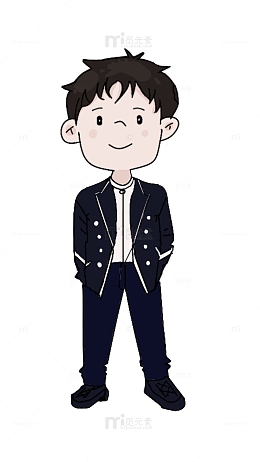 穿西装的男孩手绘插画