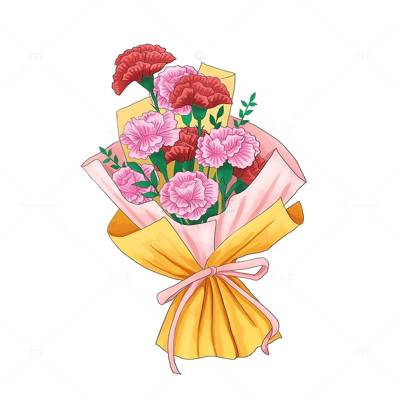 母亲节手绘康乃馨花束浪漫鲜花