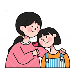 粉色卡通扁平风母亲节母女人物