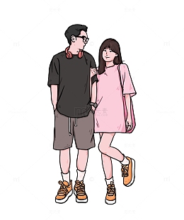 520情人节情侣人物手绘图