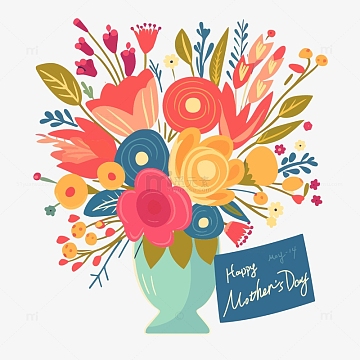 插画母亲节简易海报花朵素材