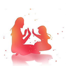 简约浪漫唯美母亲节渐变粉色剪影装饰元素