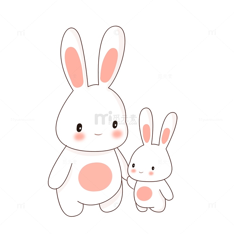 母亲节亲子大兔子和小兔子元素