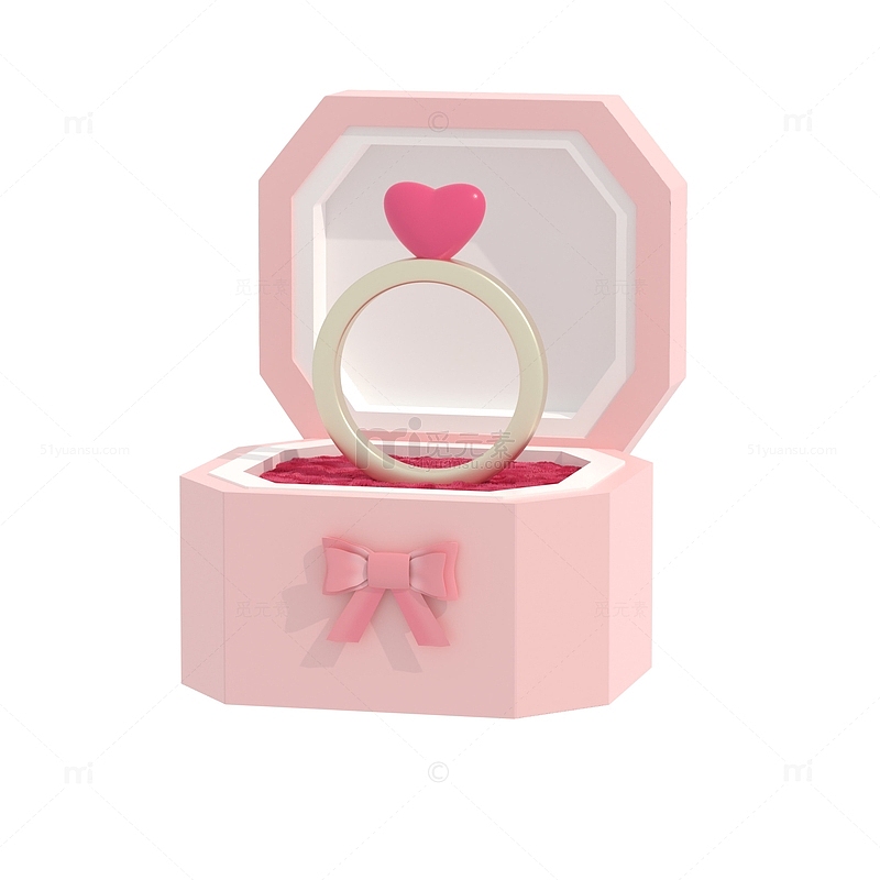 3D立体520戒指礼物盒蝴蝶结情人节爱心