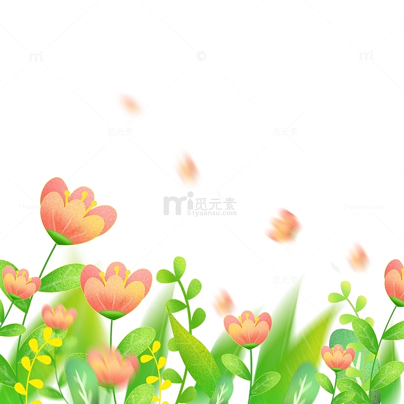 手绘春天母亲节花草花朵草丛边框海报装饰