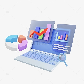 3d金融数据报表涨幅柱状计算机电脑