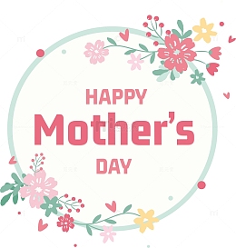 圆形母亲节快乐花朵边框