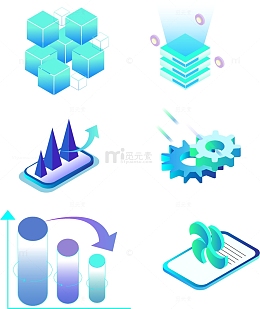 2.5D立体电脑商务办公科技互联网元素