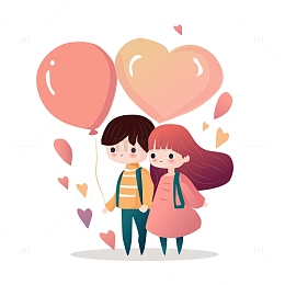 粉红色可爱卡通风格520情人节情侣素材