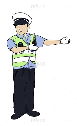 交警 劳动 交通 人物 卡通 手绘