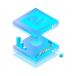 蓝色可视化大数据元素2.5D