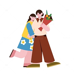 扁平风母亲节女儿和妈妈