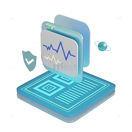3D网络数据信息互联网科技立体图标元素