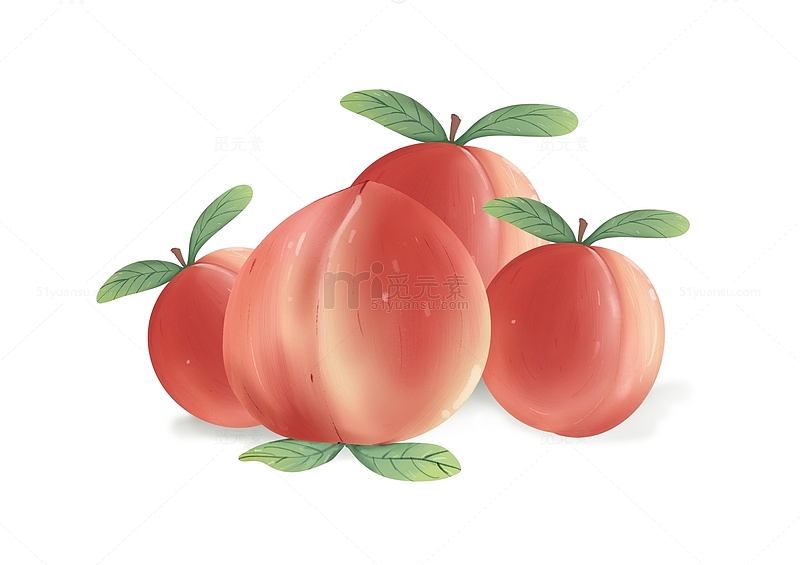 手绘水蜜桃桃子水果海报装饰
