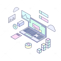 互联网科技可视化手绘元素