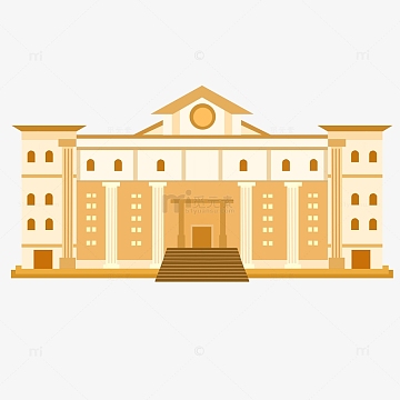 卡通手绘法院建筑